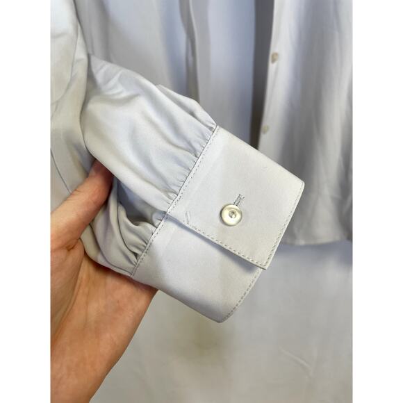 SOMMER MANN Long Sleeve Button Down Padded Shoulder Tie Neck Blouse Size 40 - Picture 4 of 11